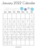 January 2022 Calendar Coloring Page