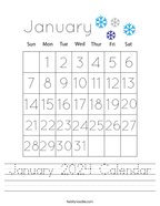 January 2024 Calendar Handwriting Sheet