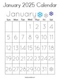 January 2025 Calendar Coloring Page