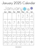 January 2025 Calendar Coloring Page