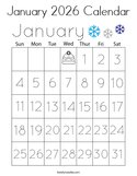 January 2026 Calendar Coloring Page
