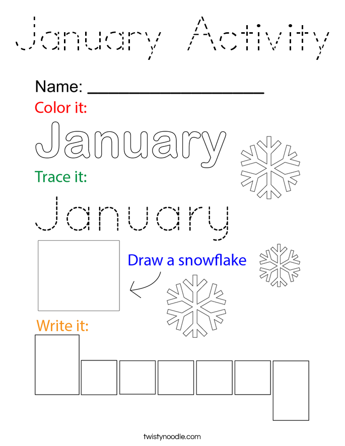 January Activity Coloring Page