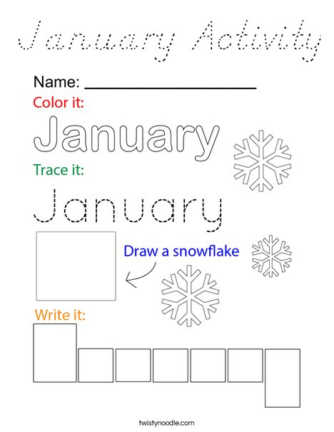January Activity Coloring Page