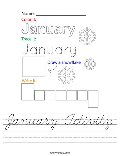 January Activity Worksheet