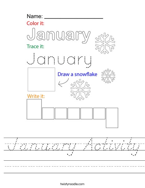 January Activity Worksheet