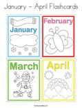 January - April Flashcards Coloring Page