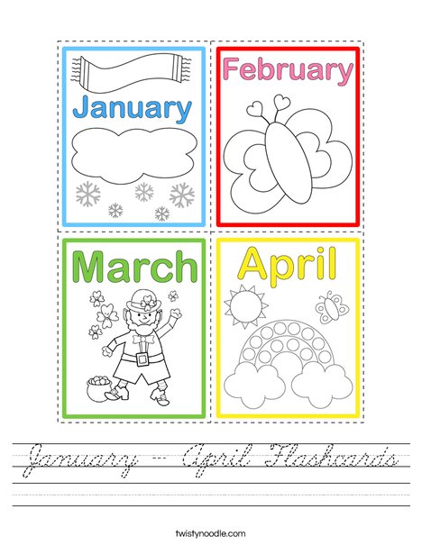 January - April Flashcards Worksheet