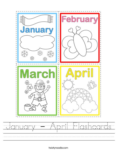 January - April Flashcards Worksheet