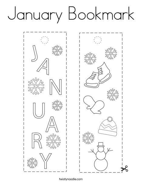 January Bookmark Coloring Page
