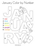 January Color by Number Coloring Page