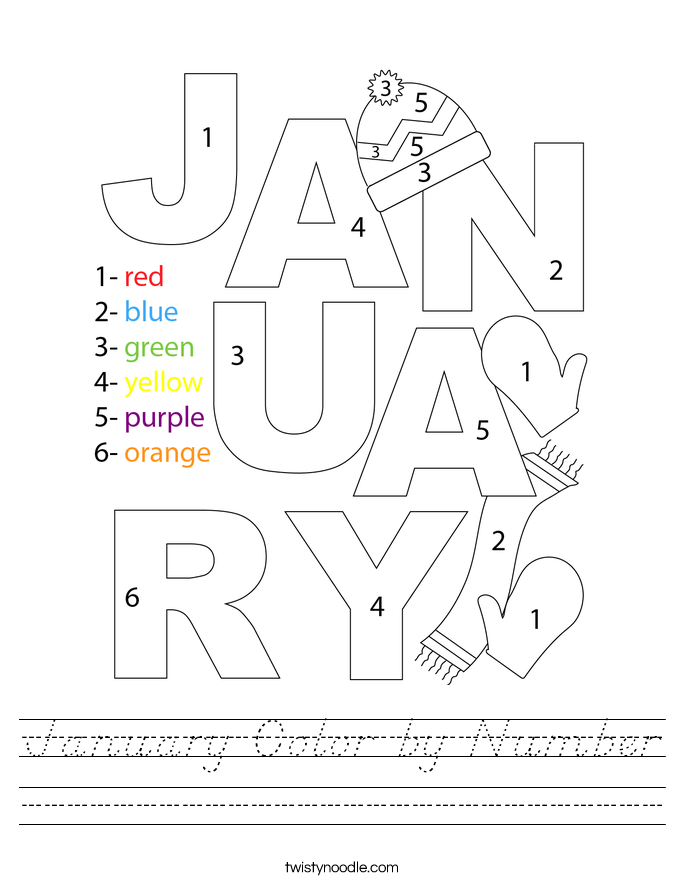 January Color by Number Worksheet