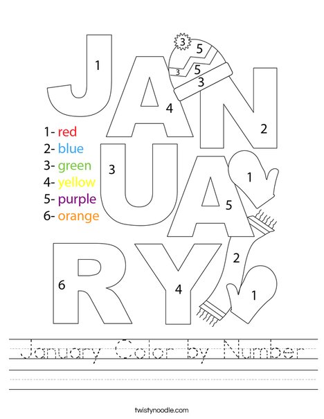 January Color by Number Worksheet