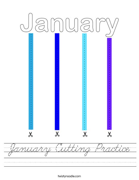 January Cutting Practice Worksheet