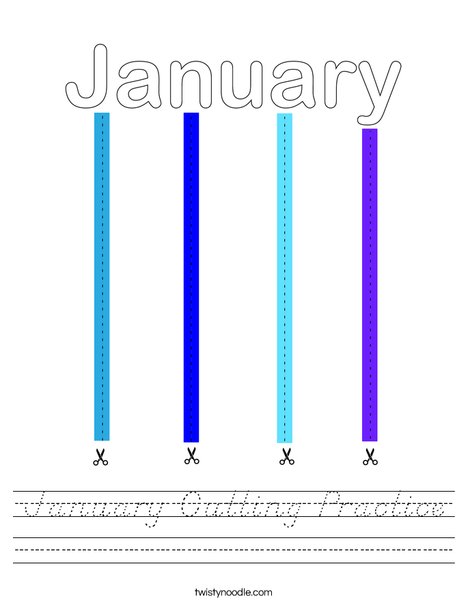 January Cutting Practice Worksheet