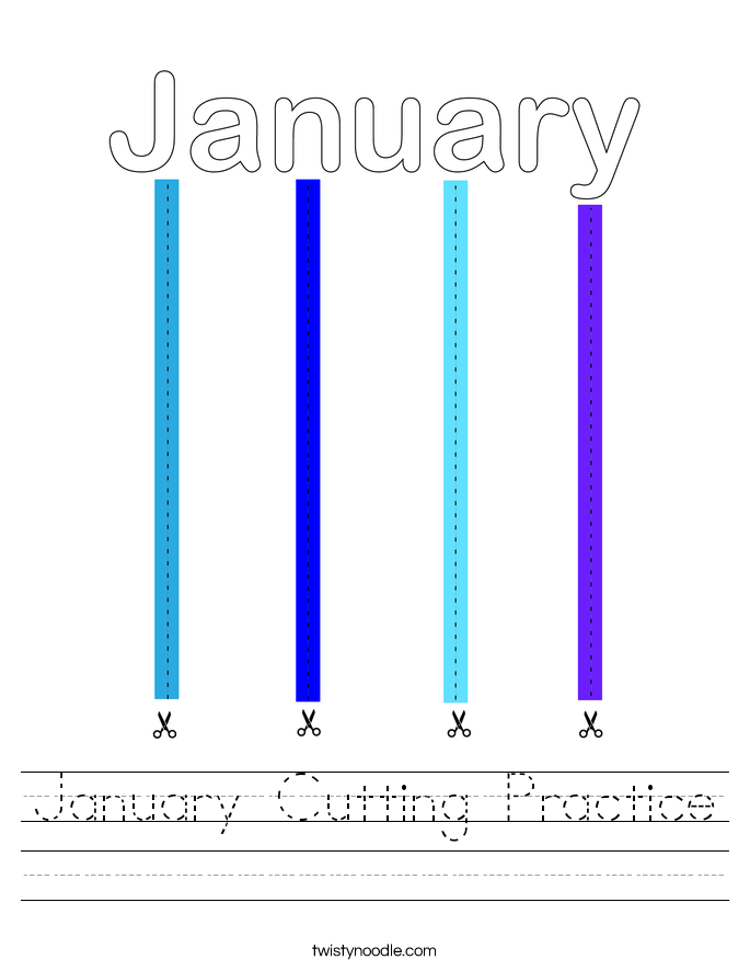 January Cutting Practice Worksheet