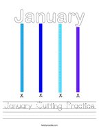 January Cutting Practice Handwriting Sheet