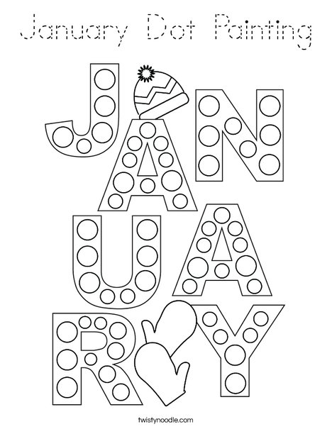 January Dot Painting Coloring Page