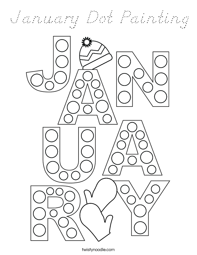 January Dot Painting Coloring Page
