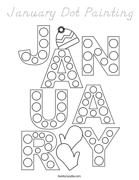 January Dot Painting Coloring Page