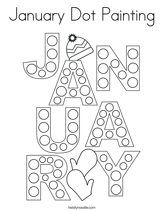 January Dot Painting Coloring Page