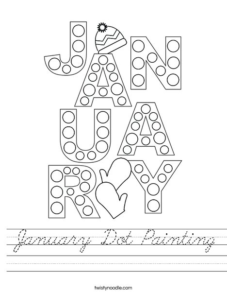 January Dot Painting Worksheet