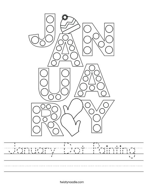 January Dot Painting Worksheet