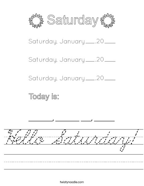 January- Hello Saturday Worksheet