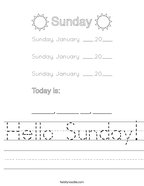 Hello Sunday Handwriting Sheet