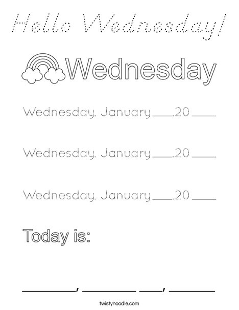 January- Hello Wednesday Coloring Page