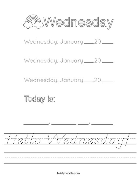 January- Hello Wednesday Worksheet