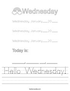 Hello Wednesday Handwriting Sheet