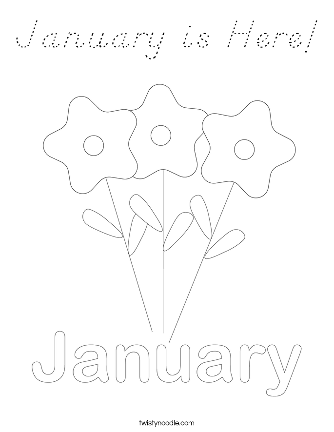 January is Here! Coloring Page