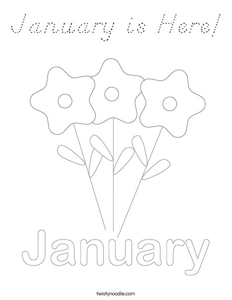 January is Here! Coloring Page