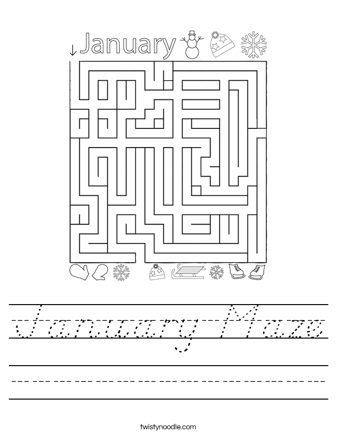 January Maze Worksheet