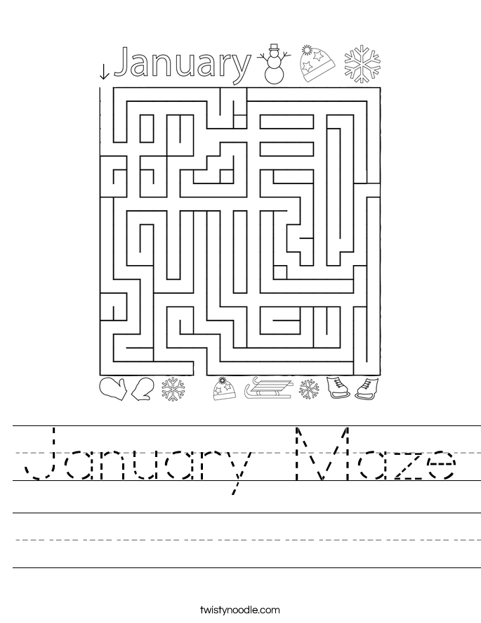 January Maze Worksheet