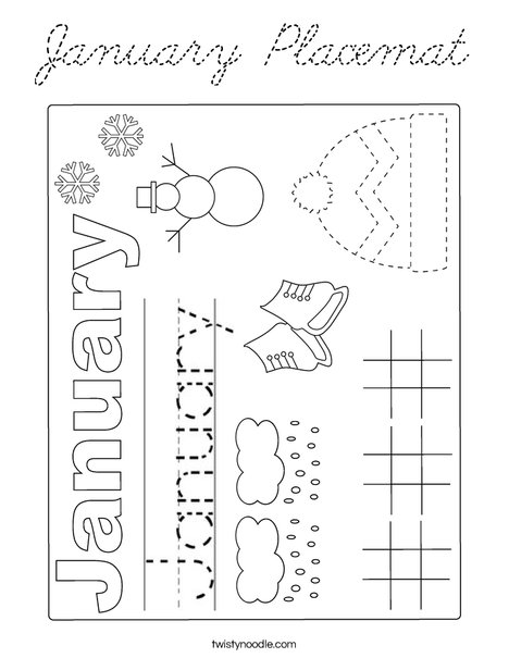January Placemat Coloring Page