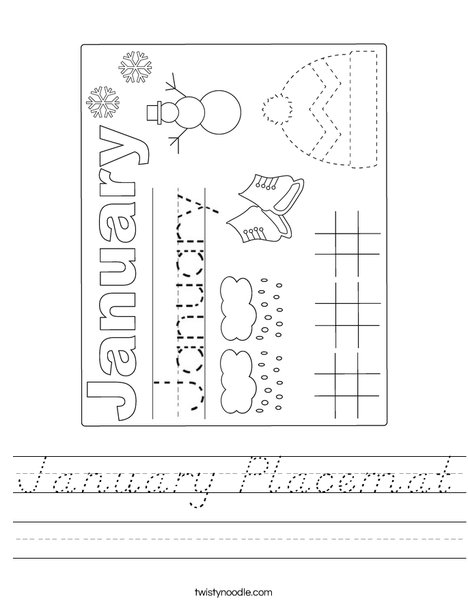 January Placemat Worksheet
