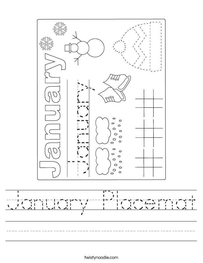 January Placemat Worksheet
