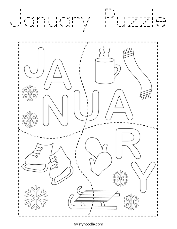 January Puzzle Coloring Page