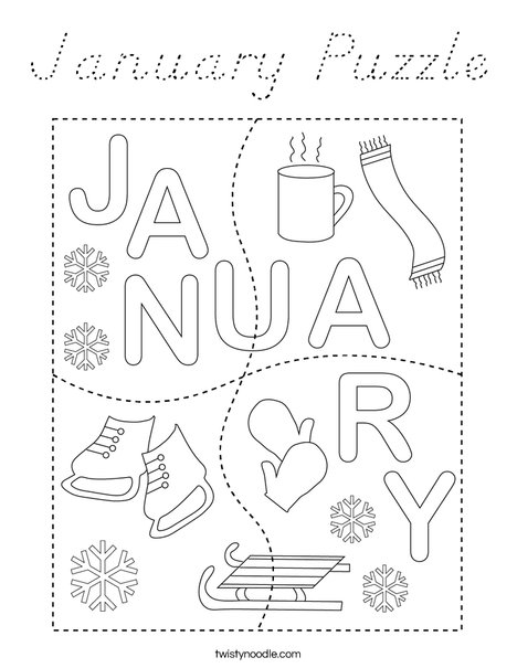 January Puzzle Coloring Page