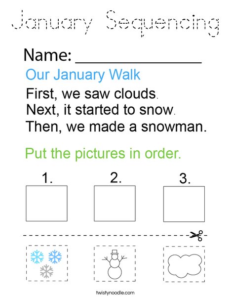 January Sequencing Coloring Page