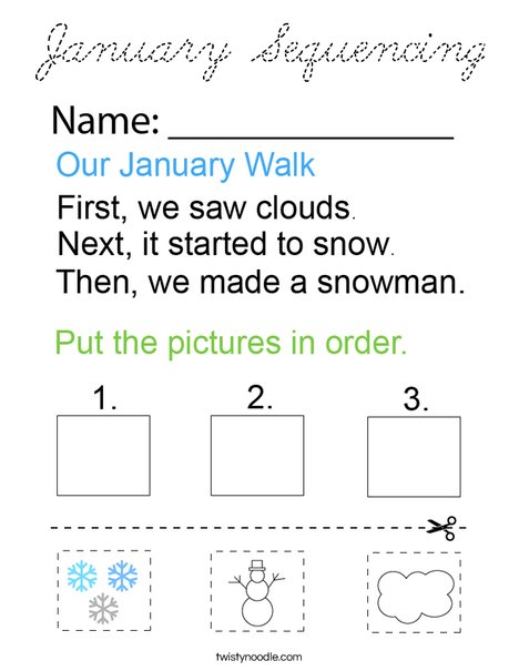 January Sequencing Coloring Page