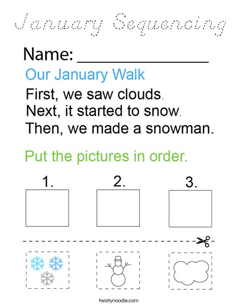 January Sequencing Coloring Page