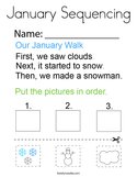 January Sequencing Coloring Page