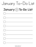 January To-Do List Coloring Page