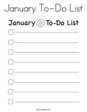 January To-Do List Coloring Page