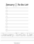 January To-Do List Handwriting Sheet