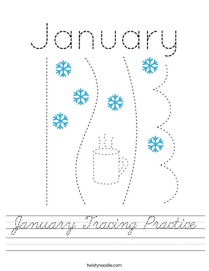 January Tracing Practice Worksheet