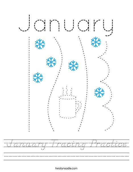 January Tracing Practice Worksheet