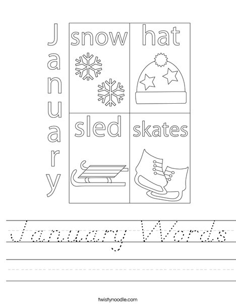 January Words Worksheet